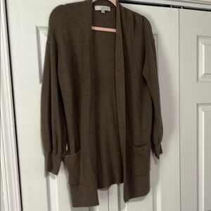LOFT Brown Cardigan Sweater Lightweight Knit